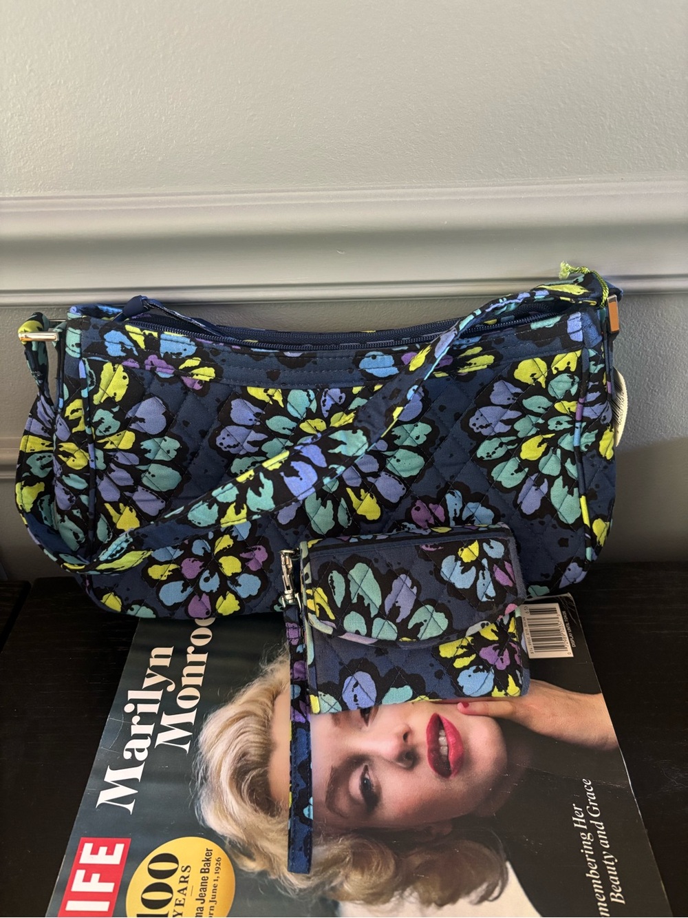 NWT- Vera Bradley Cassidy shoulder bag in Indigo Pop & wallet